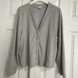 Knit Crop V Neck Cardigan with Long Sleeves